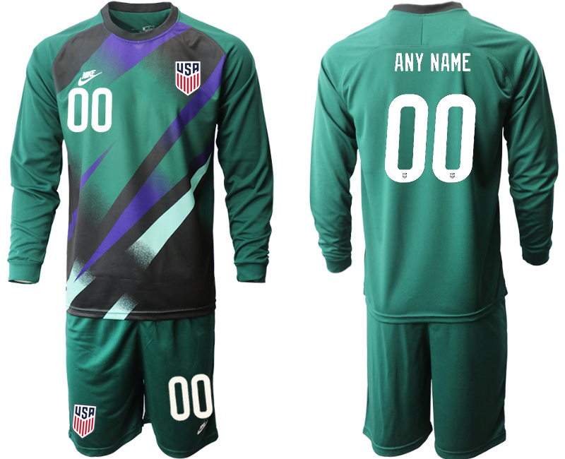Men 2020-2021 Season National team United States goalkeeper Long sleeve green customized Soccer Jersey1->->Custom Jersey
